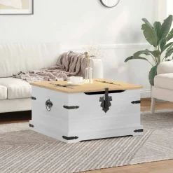 vidaXL storage box met plank Wit 78 x 78 x 45 cm Massief grenenhout