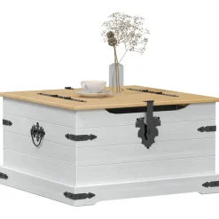 vidaXL storage box met plank Wit 78 x 78 x 45 cm Massief grenenhout