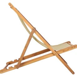 vidaXL Strandstoel Beige Massief Teakhout