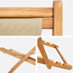 vidaXL Strandstoel Beige Massief Teakhout
