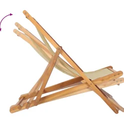 vidaXL Strandstoel Beige Massief Teakhout