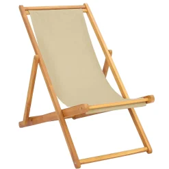 vidaXL Strandstoel Beige Massief Teakhout