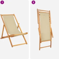 vidaXL Strandstoel Beige Massief Teakhout