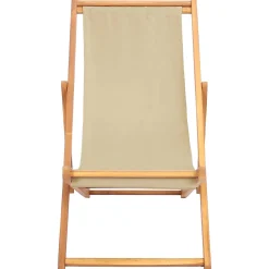 vidaXL Strandstoel Beige Massief Teakhout