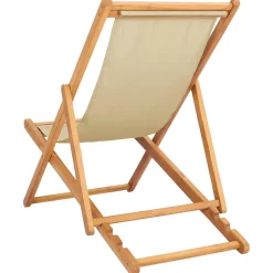 vidaXL Strandstoel Beige Massief Teakhout