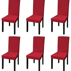 vidaXL 6 st Stoelhoes stretch recht bordeaux