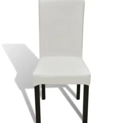 vidaXL 6 st Stoelhoezen recht stretch crèmekleurig