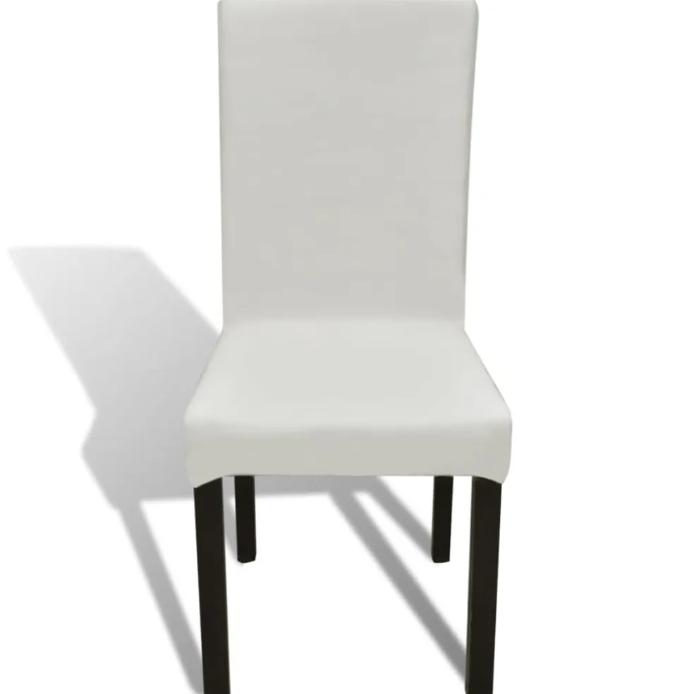 vidaXL 6 st Stoelhoezen recht stretch crèmekleurig