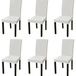 vidaXL 6 st Stoelhoezen recht stretch crèmekleurig