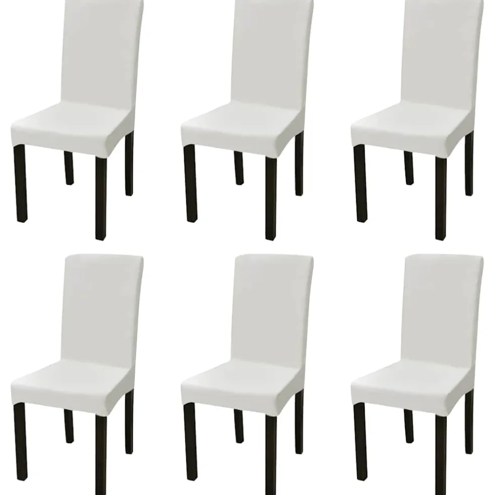 vidaXL 6 st Stoelhoezen recht stretch crèmekleurig