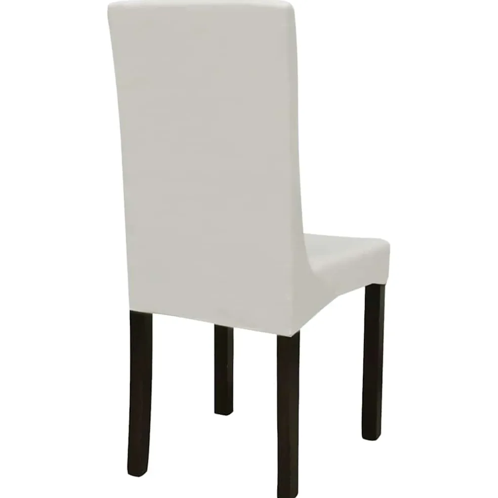vidaXL 6 st Stoelhoezen recht stretch crèmekleurig