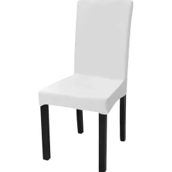 vidaXL 6 st Stoelhoezen recht stretch wit