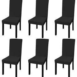 vidaXL 6 st Stoelhoezen recht stretch zwart