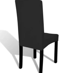 vidaXL 6 st Stoelhoezen recht stretch zwart