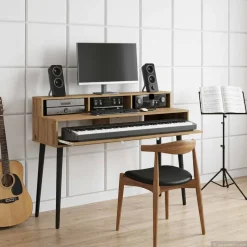 vidaXL studiobureau Artisanaal eiken 152 x 42,5 x 36 cm Bewerkt hout
