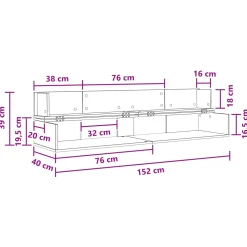 vidaXL studiobureau Sonoma Eiken 152 x 40 x 19,5 cm Bewerkt hout