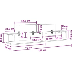 vidaXL studiobureau Sonoma Eiken 152 x 36 x 19,5 cm Bewerkt hout