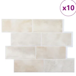 vidaXL Subway Tegel 10 st Beige Marmer 29 x 21 cm Polyurethaan en PET