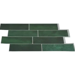 vidaXL Subway Tegel 10 st Donkergroen 29 x 21 cm Polyurethaan en PET