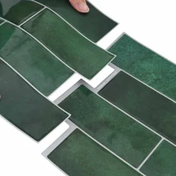 vidaXL Subway Tegel 10 st Donkergroen 29 x 21 cm Polyurethaan en PET
