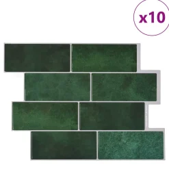 vidaXL Subway Tegel 10 st Donkergroen 29 x 21 cm Polyurethaan en PET