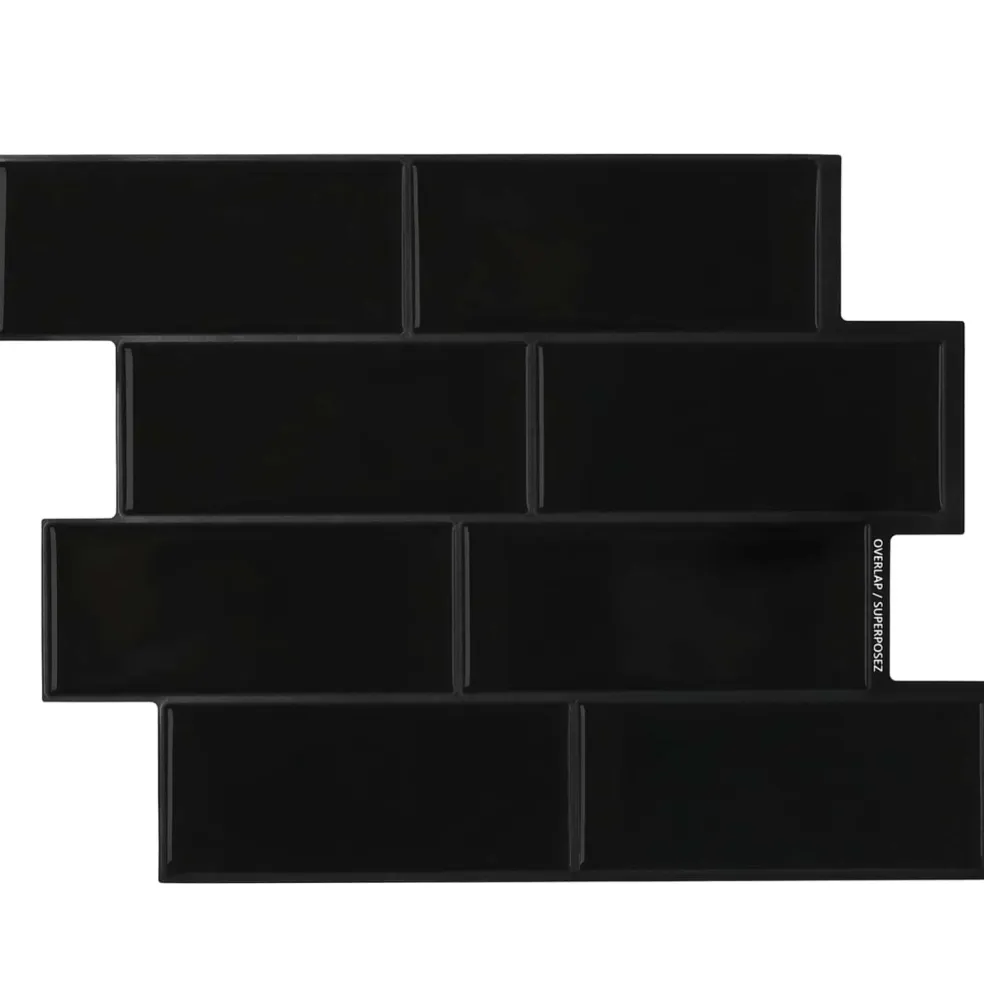 vidaXL Subway Tegel 10 st Zwart 29 x 21 cm Polyurethaan en PET