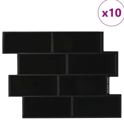 vidaXL Subway Tegel 10 st Zwart 29 x 21 cm Polyurethaan en PET