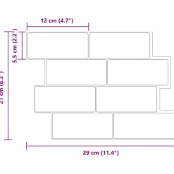 vidaXL Subway Tegel 10 st Zwart 29 x 21 cm Polyurethaan en PET