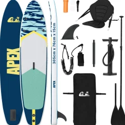 vidaXL SUP Board met zitplaats 2-in-1 APEX 305 x 76 x 15 cm Blauw
