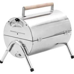 vidaXL Tafelbarbecue houtskool dubbele roosters roestvrij staal