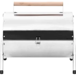 vidaXL Tafelbarbecue houtskool dubbele roosters roestvrij staal