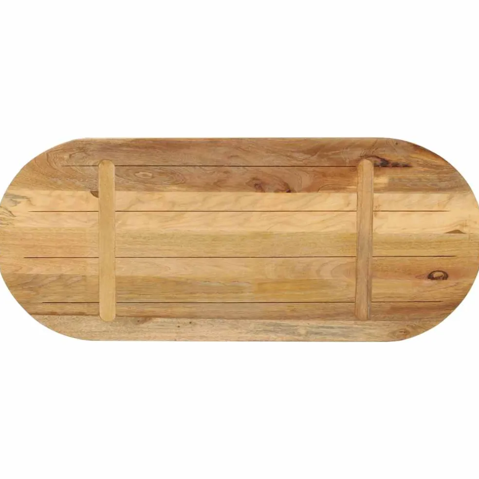 vidaXL Tafelblad ovaal 80x40x2,5 cm massief ruw mangohout