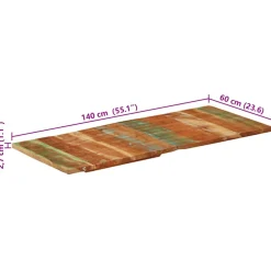vidaXL Tafelblad rechthoekig 25-27 mm 60x140cm massief gerecycled hout