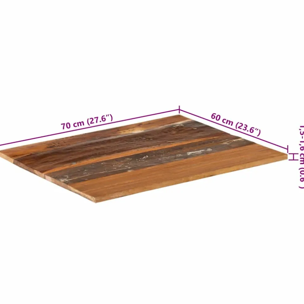 vidaXL Tafelblad rechthoekig 15-16 mm 60x70 cm massief gerecycled hout