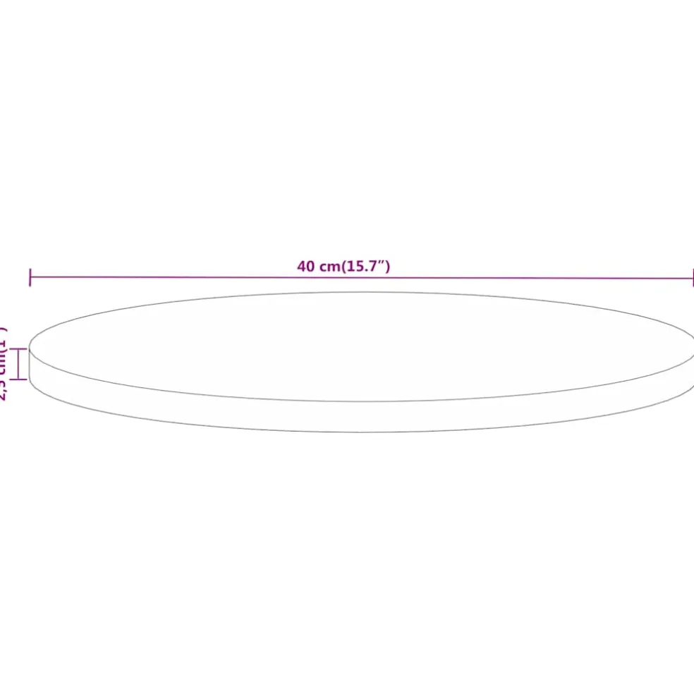 vidaXL Tafelblad rond Ø 40x2,5 cm massief ruw mangohout