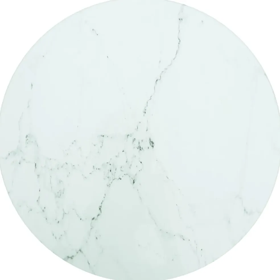 vidaXL Tafelblad Ø30x0,8 cm gehard glas met marmerontwerp wit