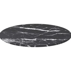 vidaXL Tafelblad Ø40x0,8 cm gehard glas met marmeren design zwart