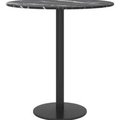 vidaXL Tafelblad Ø40x0,8 cm gehard glas met marmeren design zwart