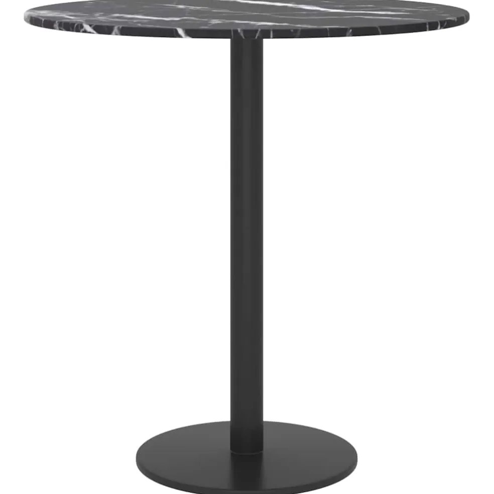 vidaXL Tafelblad Ø40x0,8 cm gehard glas met marmeren design zwart