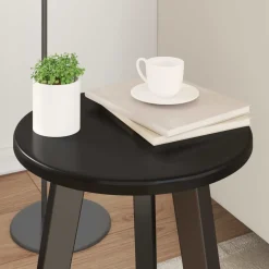 vidaXL Tafelblad Ø 30 x 1,5 cm Rond Bewerkt hout Zwart