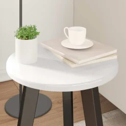vidaXL Tafelblad Ø 30 x 1,5 cm Rond Bewerkt hout Hoogglans Wit