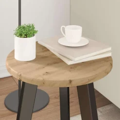vidaXL Tafelblad Ø 30 x 1,5 cm Rond Bewerkt hout Artisanaal eiken