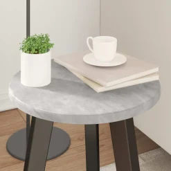 vidaXL Tafelblad Ø 30 x 1,5 cm Rond Bewerkt hout Betongrijs