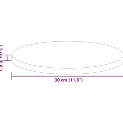 vidaXL Tafelblad Ø 30 x 1,5 cm Rond Bewerkt hout Betongrijs
