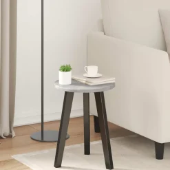 vidaXL Tafelblad Ø 30 x 1,5 cm Rond Bewerkt hout Betongrijs