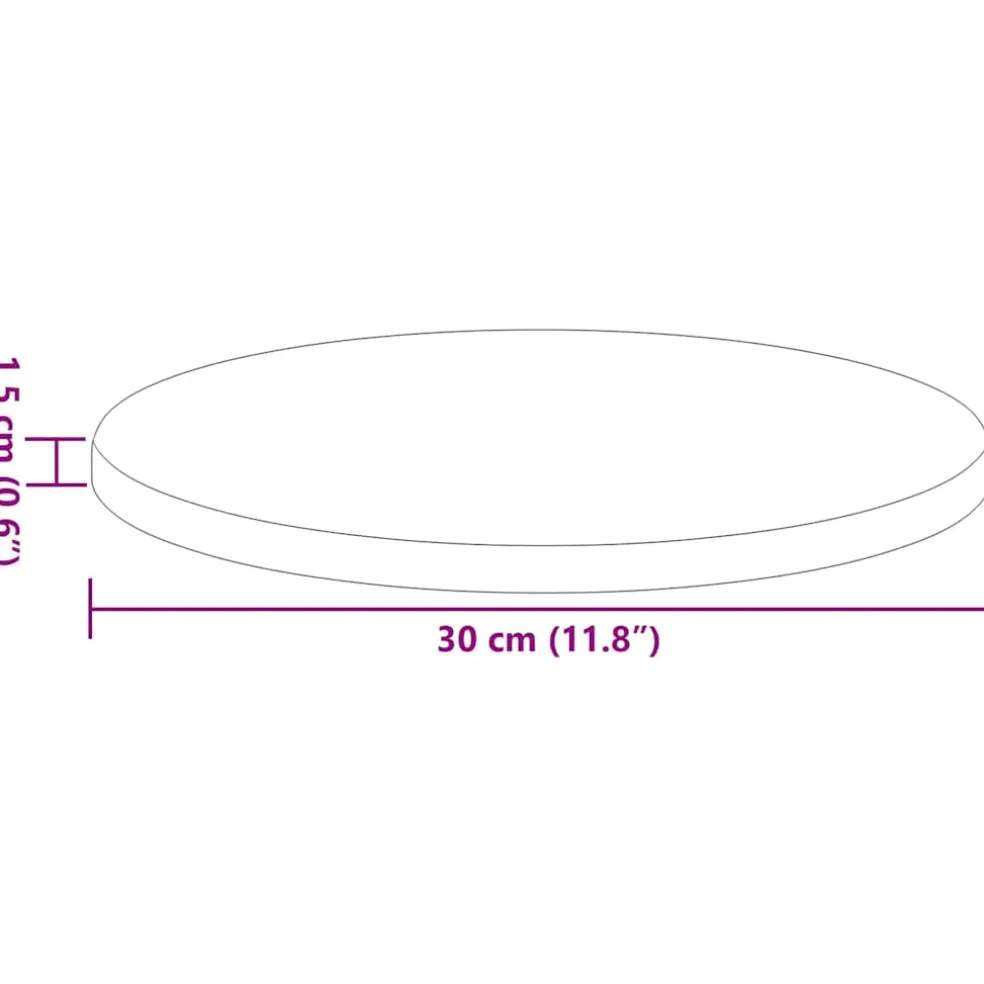 vidaXL Tafelblad Ø 30 x 1,5 cm Rond Bewerkt hout Gerookt eiken