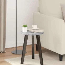 vidaXL Tafelblad Ø 30 x 1,5 cm Rond Bewerkt hout Grijs Sonoma