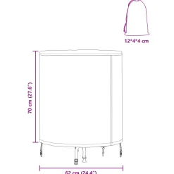 vidaXL Tafel Dek 62 x 62 x 70 cm Stof Rond Waterdicht Zwart