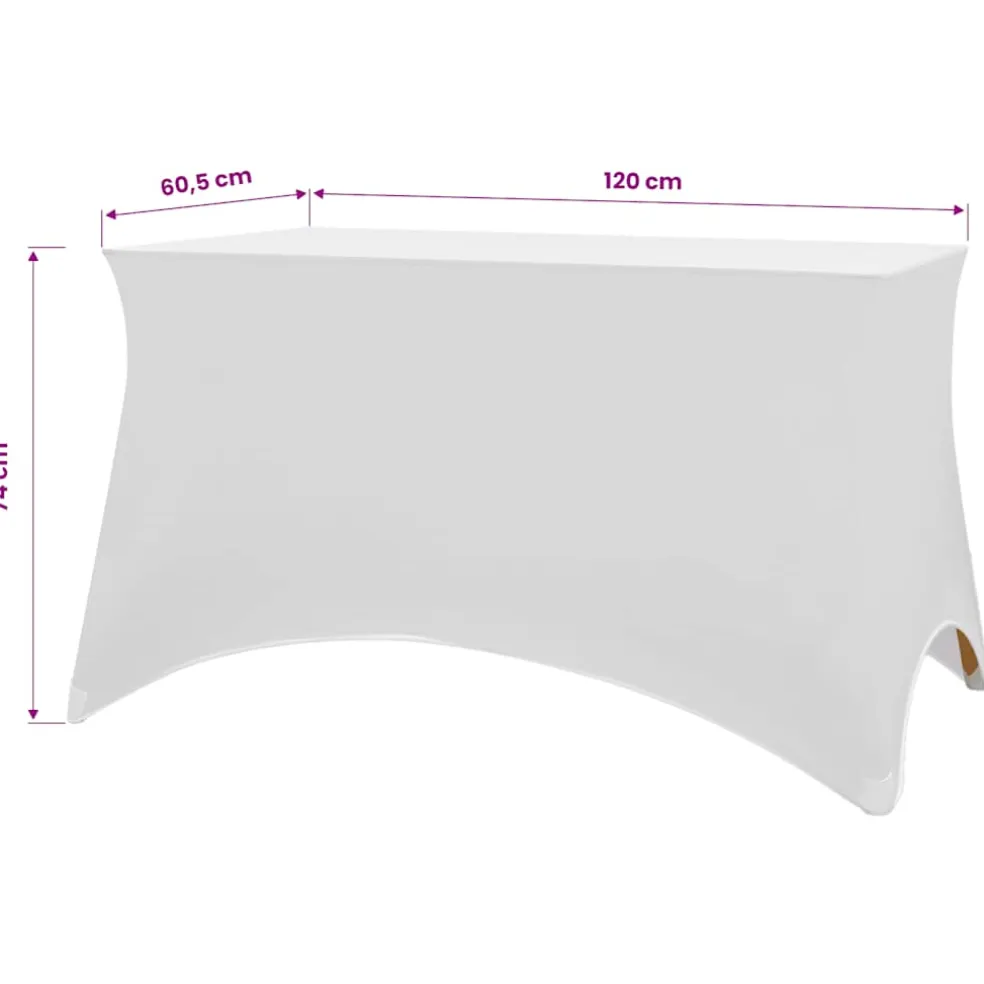 vidaXL Tafelhoes stretch wit 120x60,5x74 cm 2 st