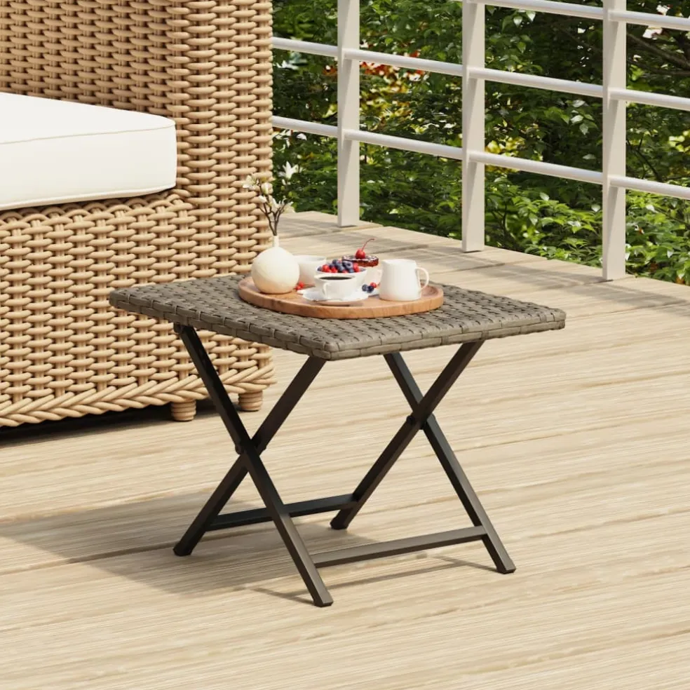 vidaXL Tafel inklapbaar 45x35x32 cm poly rattan grijs